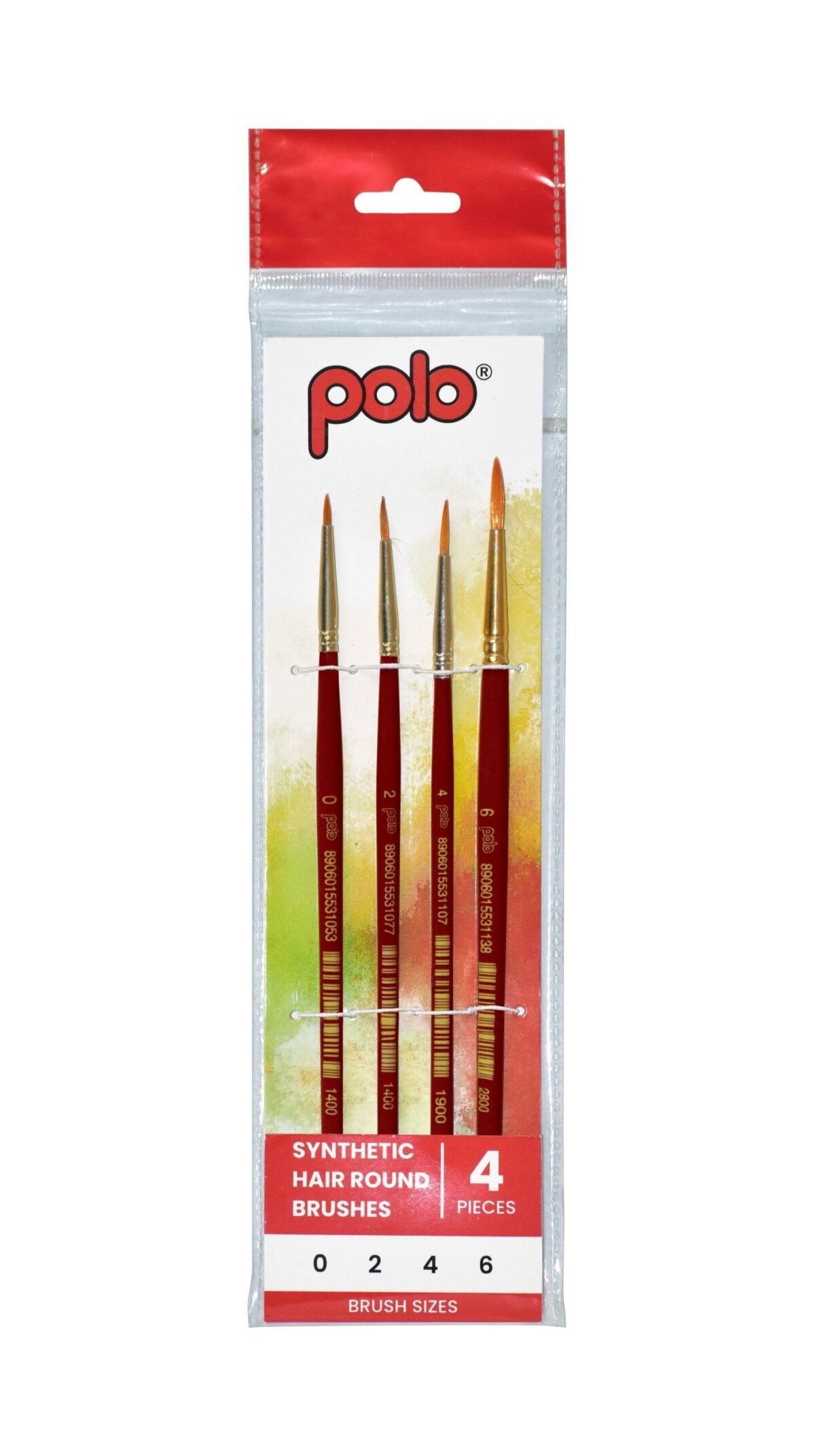 Synthetic Hair Brushes Round Set Of 4 Polo Colours